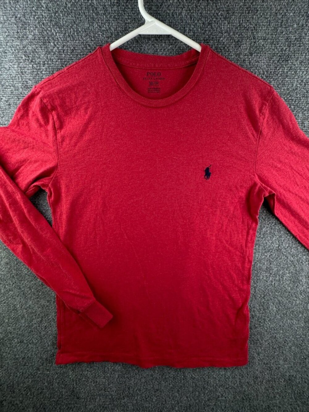 Polo Ralph Lauren Long Sleeve Red T Shirt Cotton XS Blue Pony Logo Men’s Adult